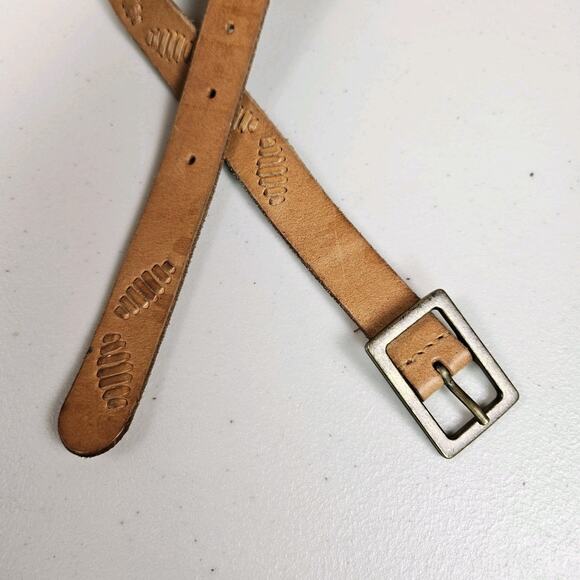 J.Crew Womens Tooled Leather Belt Stitched Accent Western Casual Boho Cowgirl M - Picture 3 of 15